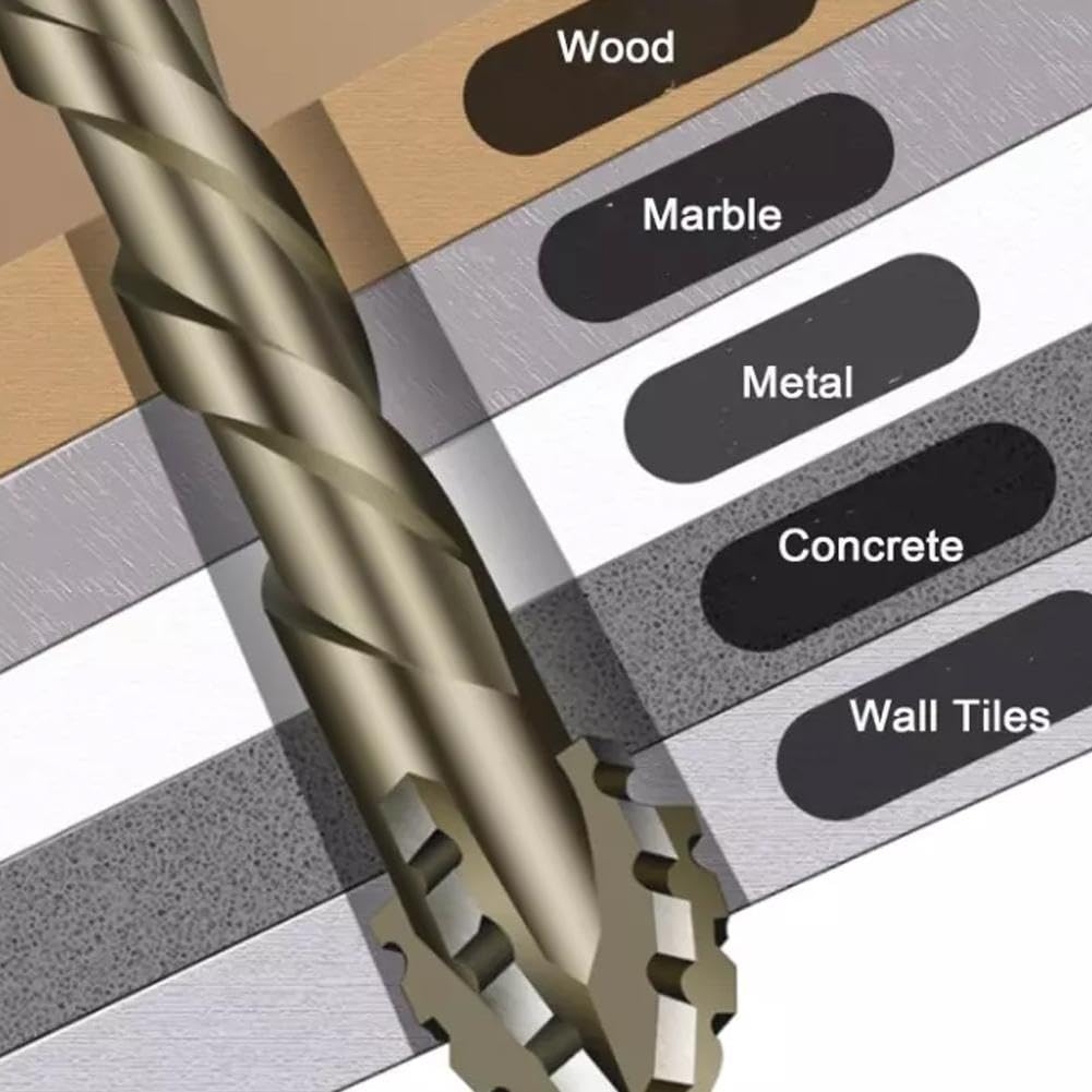 Paquete de 4/6 brocas excéntricas de cuatro flautas, brocas dentadas de cuatro filos, taladro excéntrico para azulejos de cerámica, vidrio, mármol, hormigón, cabeza inclinada de alta dureza,