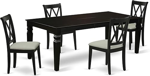 Miniatura 10 de East West Furniture LGCL9-LWH-C Juego de mesa de comedor moderno de 9 piezas, incluye una mesa rectangular de madera con hoja de mariposa y 8 sillas