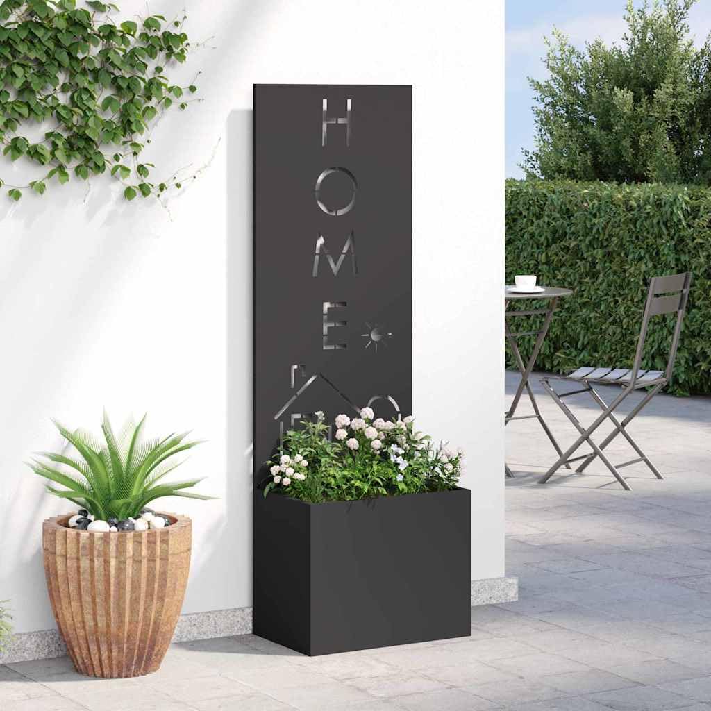 Tomostar Jardinière avec Brise Vue, Bac à Fleurs Lit de Jardin Surélevé Fretwork Noir 50 x 140 cm