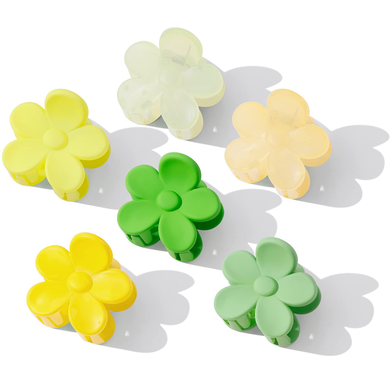 Toderoy Flower Hair Claw Clips for Women 6pcs,Middle Size Strong Hold Hair Clamps for Thin Short Hair Headwear