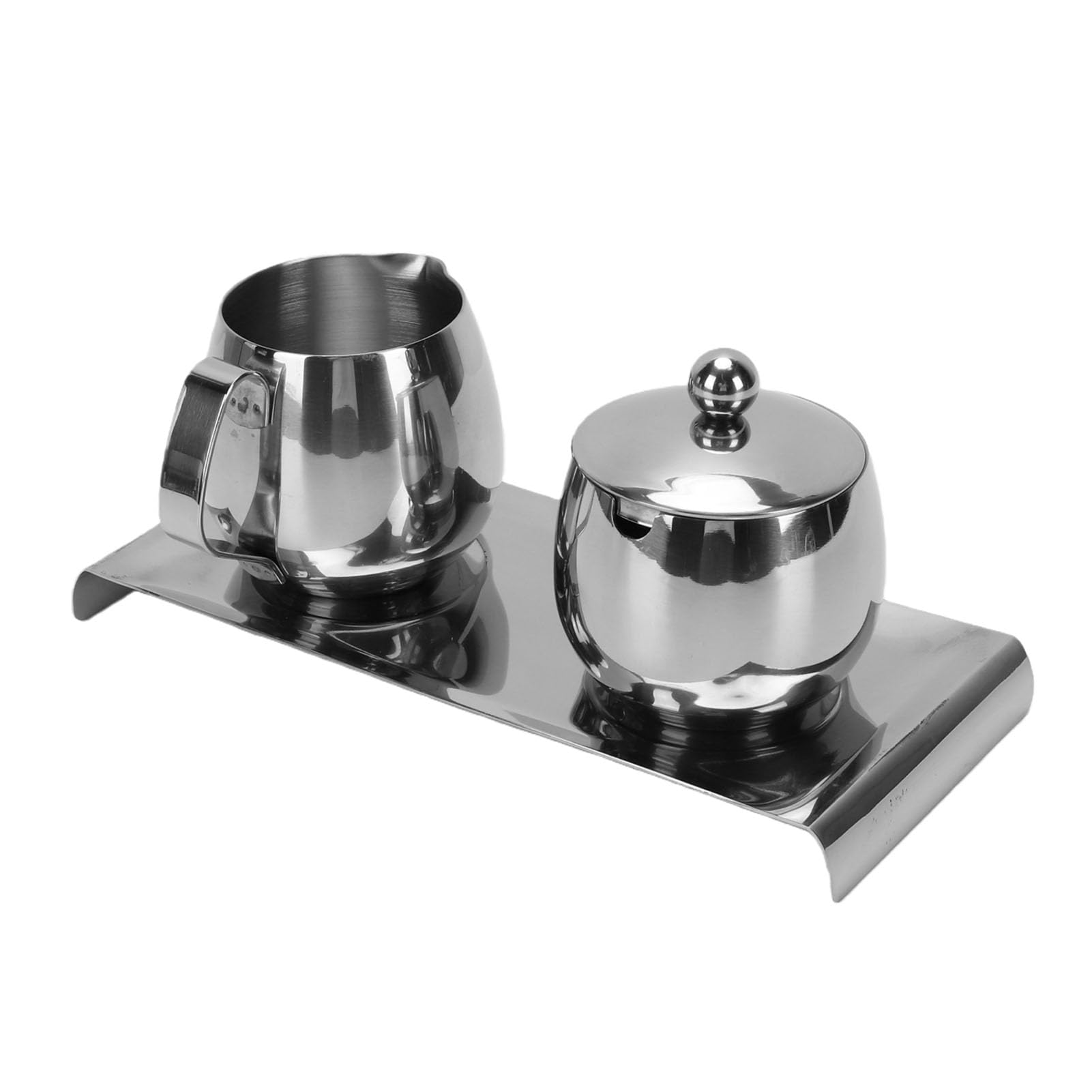 GOWENIC Jarra para Espumar Leche de Acero Inoxidable de 300 Ml, Juego de Latte Art con Bandeja para Azucarero, Boquilla Ergonómica de Precisión para café Barista, Acero Inoxidable 304