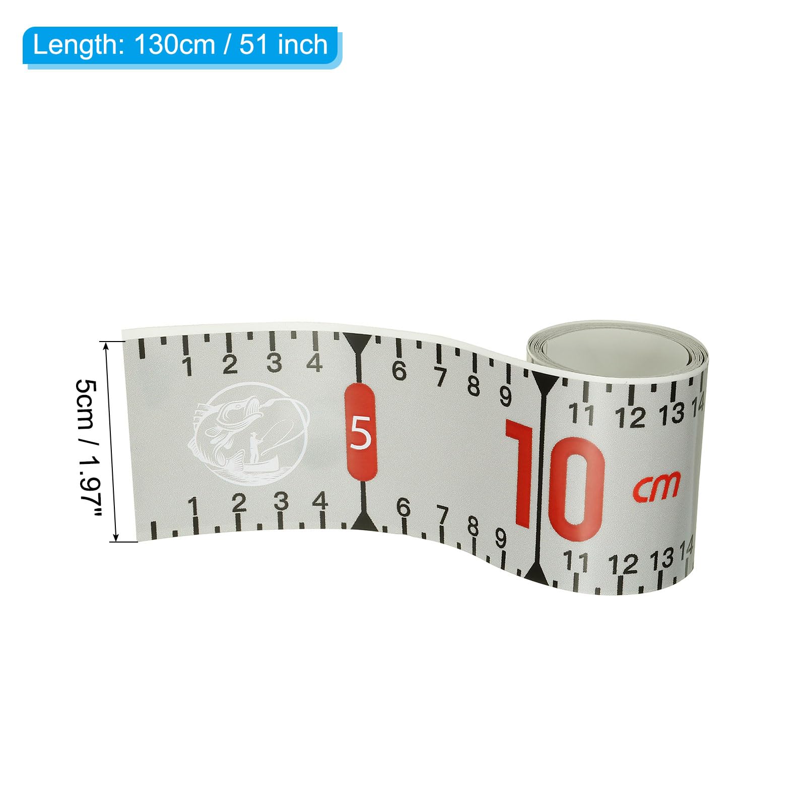 PATIKIL Adhesive Fish Ruler, 51 Inch Fish Measuring Tape Sticker Tape Waterproof for Fishing Boat Kayak Workbench, Beige