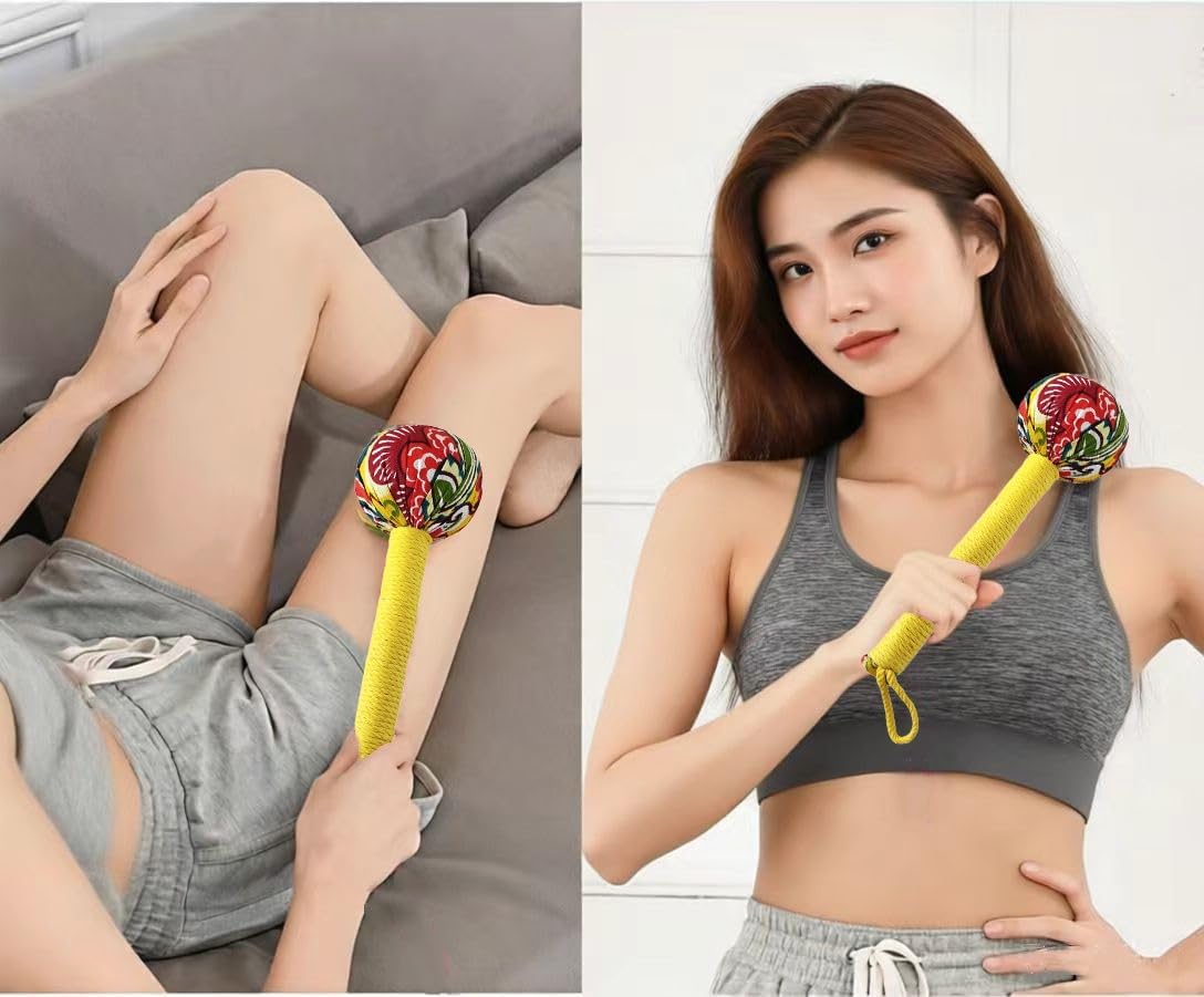 Mugwort Massage Hammer, Back Massager Hammer， Pain Relief Massager for Neck, Back, Shoulder & Body - Handheld Percussion Therapy Tool with US Design Patent,(Blue and Yellow…) - Image 4