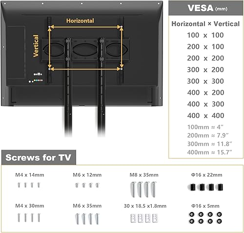 Miniatura 8 de Soporte de TV móvil con ruedas para pantallas planas LCD LED 4K de 32 a 80 pulgadas con ruedas, carrito de TV ajustable en altura con estante para