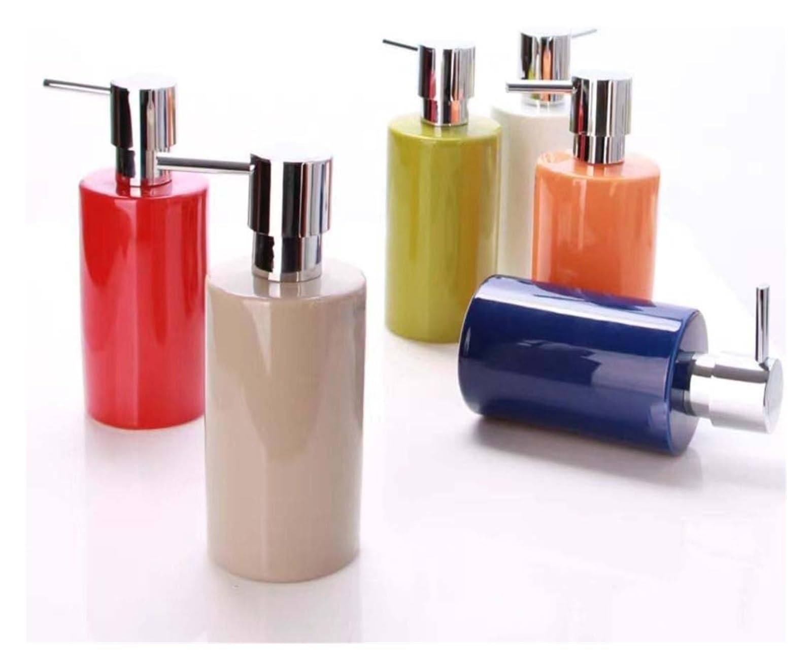 Dispensador de jabón cerámico para encimera de baño, Recargable, para loción, champú, Gel de Ducha y desinfectante de Manos (Rojo).