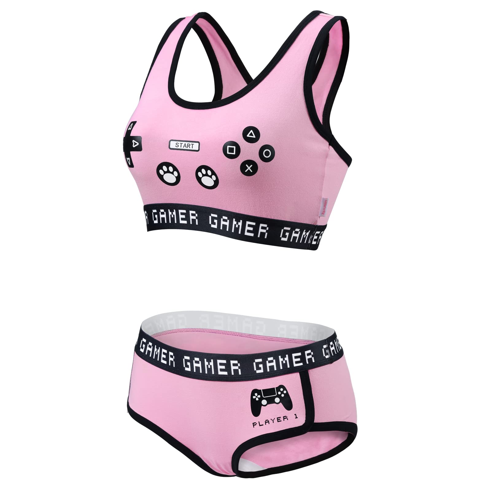 Littleforbig Women Cotton Camisole and Panties Sports loungewear Bralette Set - Playgirl: X-Small Pink