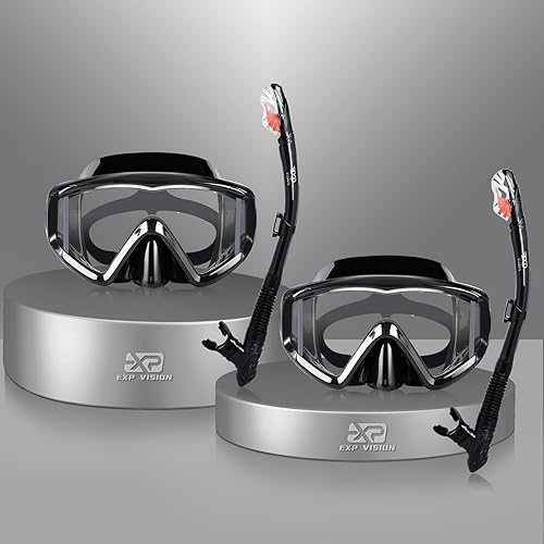 Miniatura 9 de Juego de esnórquel seco, máscara de esnórquel de 3 ventanas, gafas de buceo antivaho y esnórquel, máscara de natación profesional para adultos