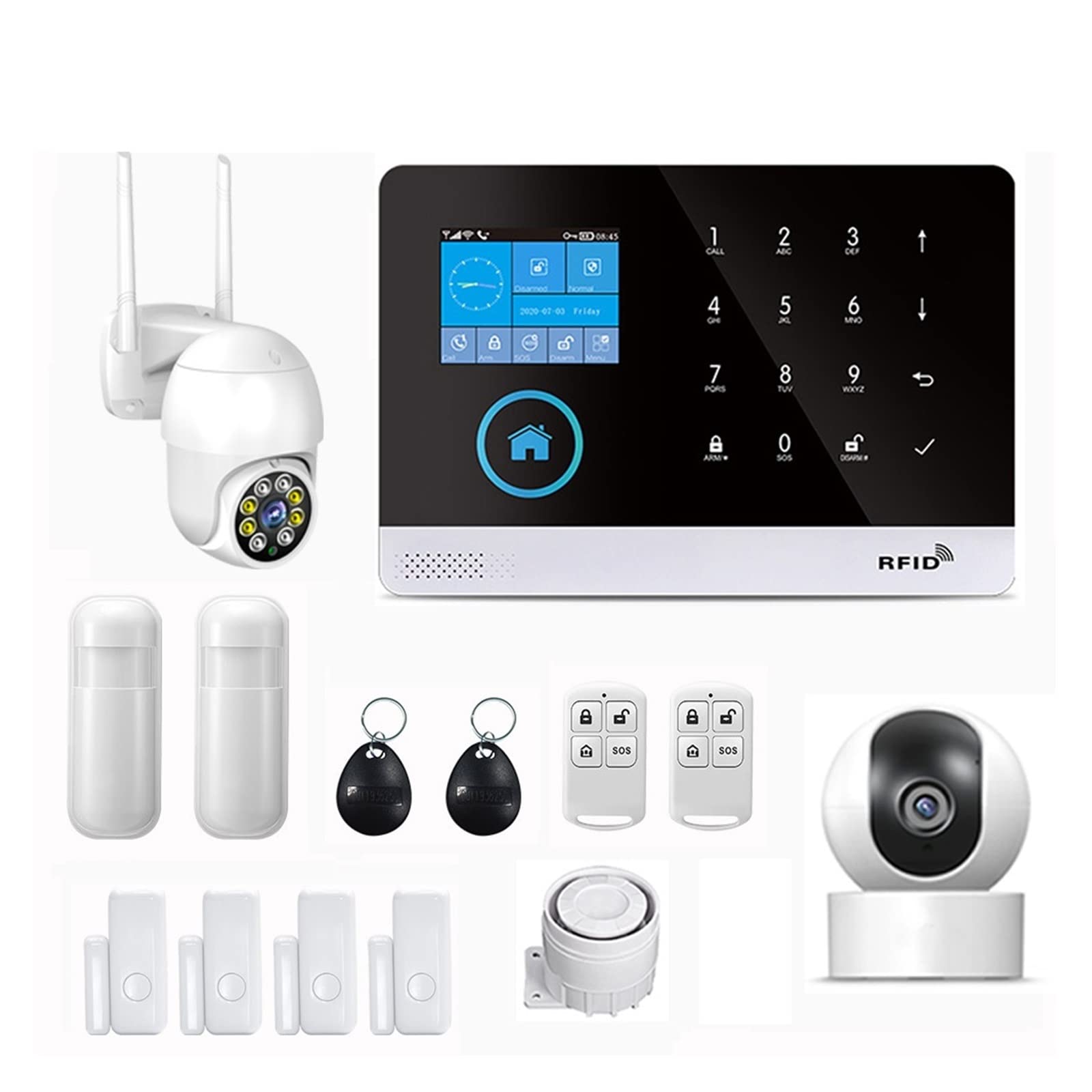 PG-103 Alarme sans Fil GSM avec détecteur de métaux capteur Porte fenêtre Kit Maison Intelligente système d'alarme sécurité for l'application TUYA pour la Maison et Le Garage(GSM-Set L)