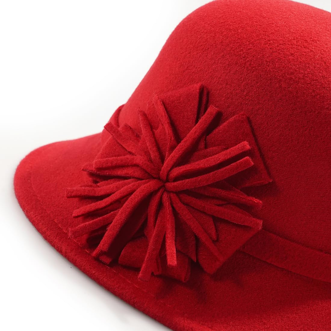 MESU Sombrero de fieltro para mujer, diseño floral, estilo vintage, de los años 20