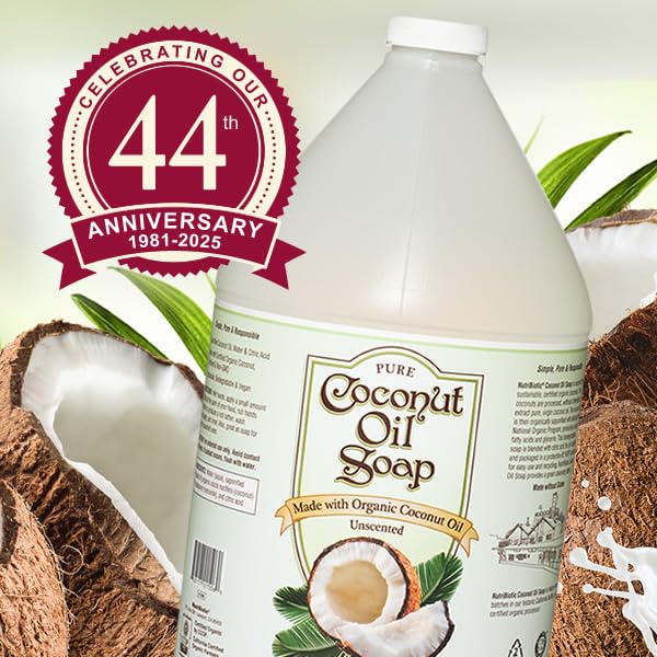 NutriBiotic – Pure Coconut Oil Soap, Unscented, 1 Gallon | Certified Organic, Unrefined, Biodegradable, Vegan & Made without GMOs, Gluten, Parabens Or Sulfates | Rich, Cleansing Lather - Image 4