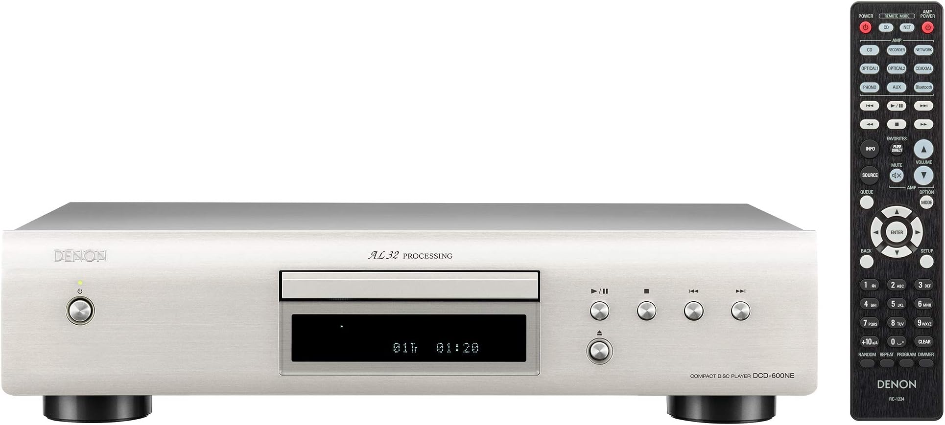 DCD-600NE CD Player Home, HiFi System, CD-R/RW / MP3 / WMA, Pure Direct Mode, AL32 Processing, Optical Output - Silver