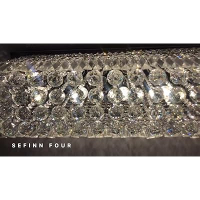 SEFINN FOUR Modern K9 Crystal Chandelier Pendant Light Fixture Hight Adjustable, Rectangle Chandelier for Dining Room… 61vNjjYHpFL