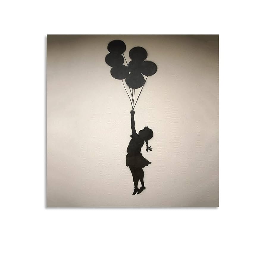 Amazon.co.jp: バンクシーの「風船と少女」ペインティング 大型