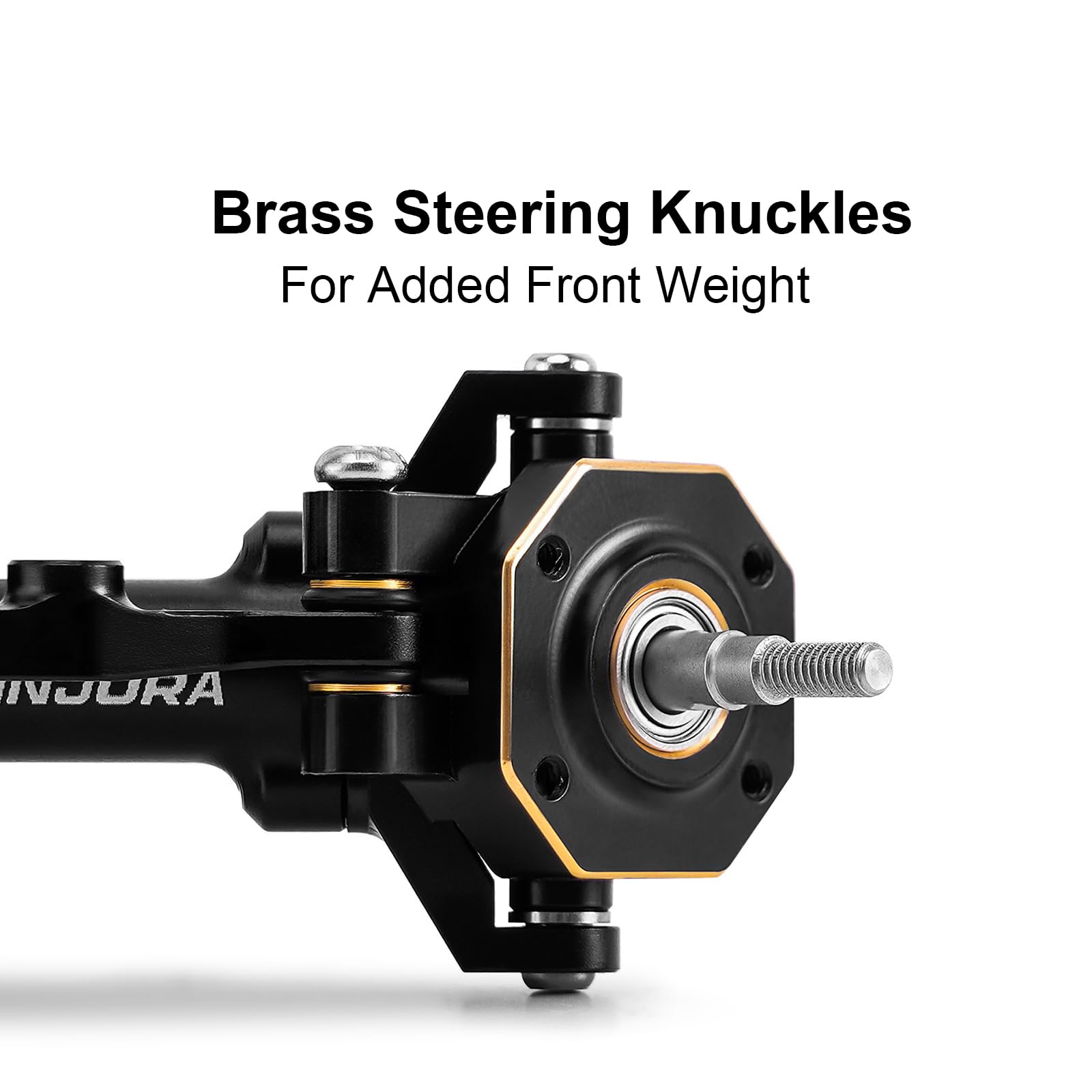 INJORA +4mm Planet Axles with Brass Steering Knuckles for 1/18 TRX4M Upgrade, Black, 122mm - Image 3