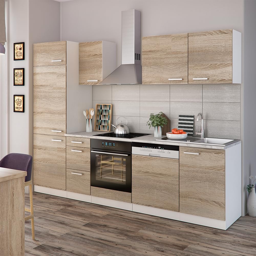 Vicco Cucina componibile Optima, Sonoma/Bianco, 270 cm