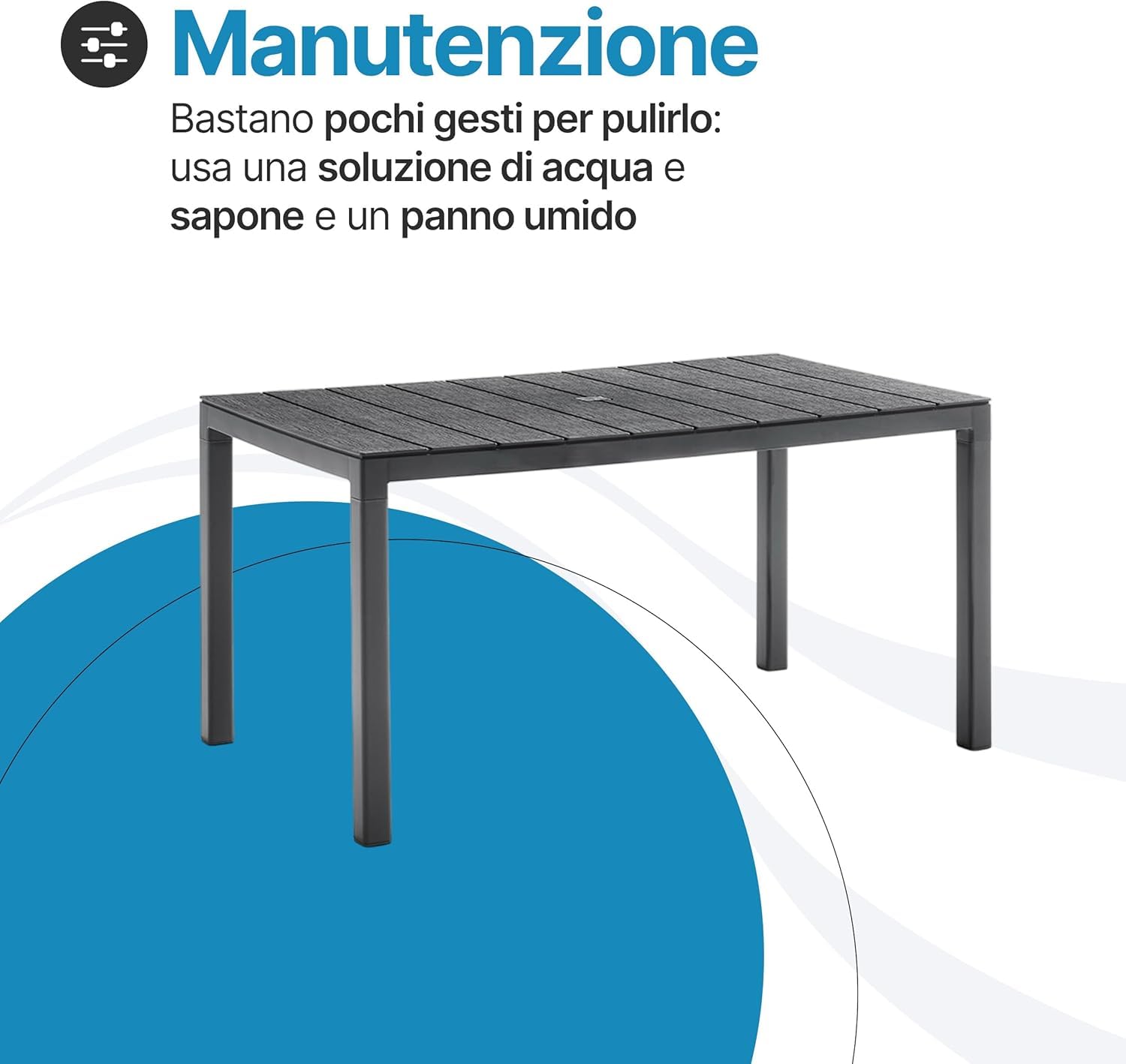 Tomaino - Tavolo da Giardino con Sedie per Esterno - Set Lion King composto da Tavolo King con 6 Sedie Volga Impilabili - Balcone, Veranda (Bianco)