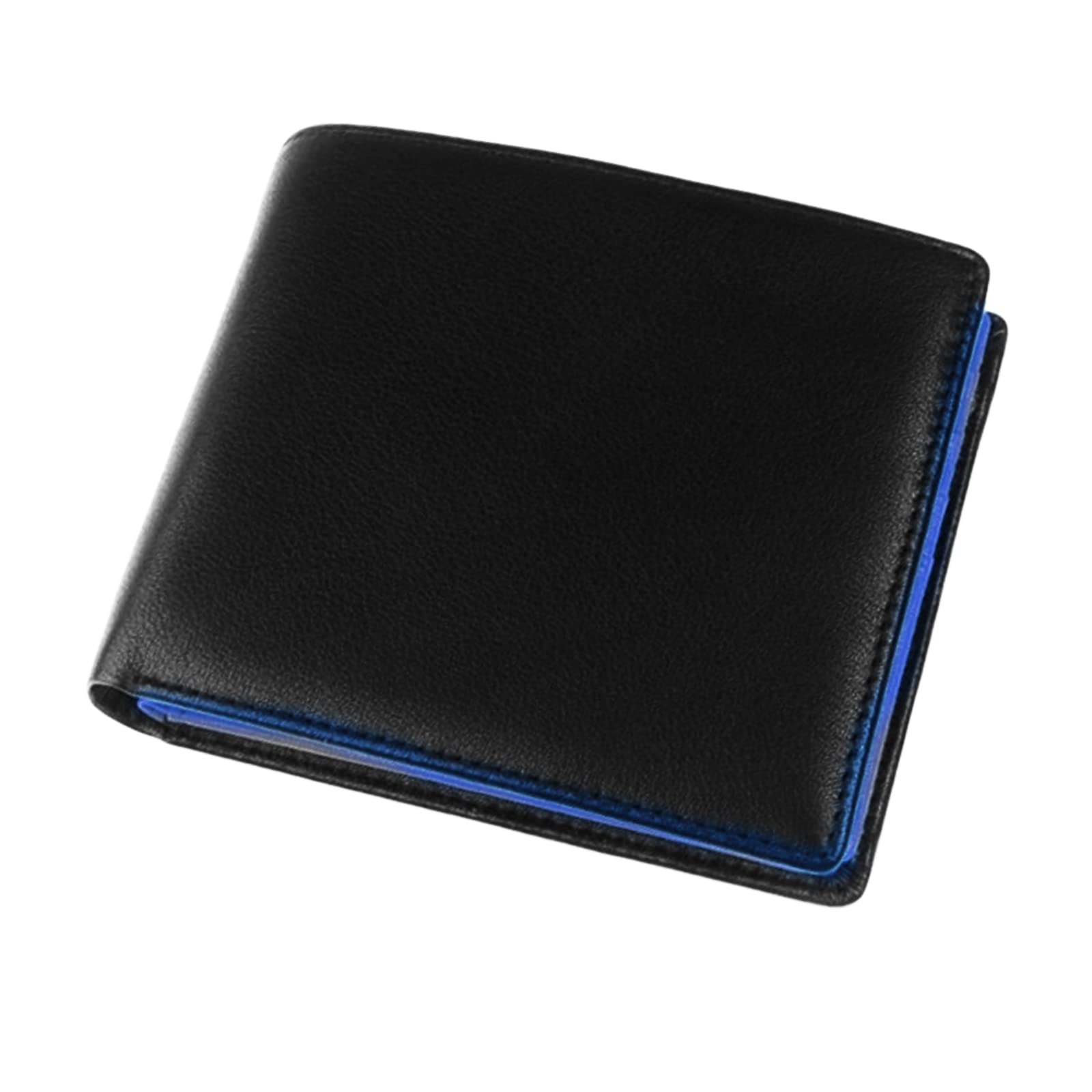 GENMAI SOEASY Men’s Leather Bifold Wallet RFID Blocking Extra Capacity Attached Flip Pocket Wallet with ID Window,Black Blue