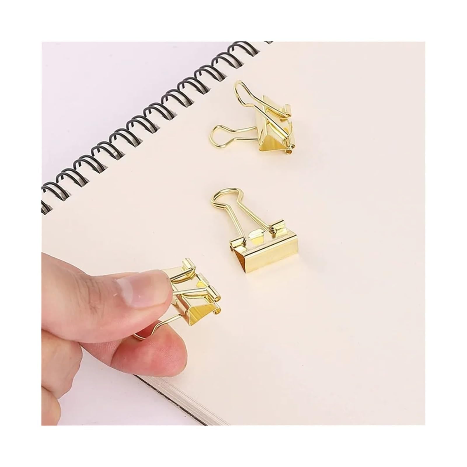 Foldback Klammern 100 Stück goldene Papierklammern aus Metall | Papierbinderklammer, Büroklammern, Mini-Binderklammern for Büro, Zuhause, Schule, Unternehmen(25mm)