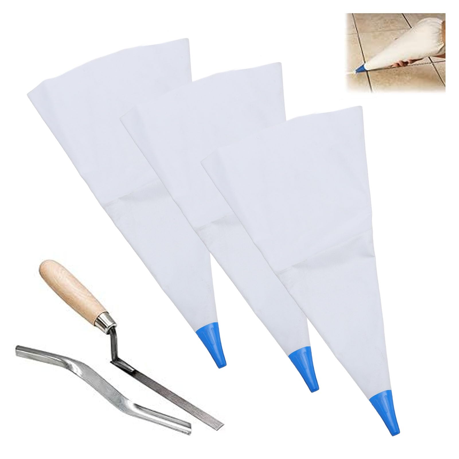 Lot de 3 sacs polyvalents pour joints de carrelage, protège les mains des matériaux sales, sacs de coulis de ciment pour projets de rénovation, jointoiement, maçonnerie, carrelage