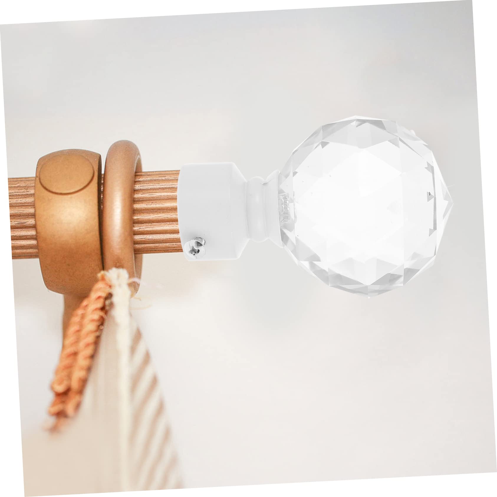 Veemoon Embout de Tringle à Rideaux en Fer et Cristal 2 Pièces | Décoration de Fenêtre, Blanc, Design Élégant et Moderne, pour Salle à Manger et Salon