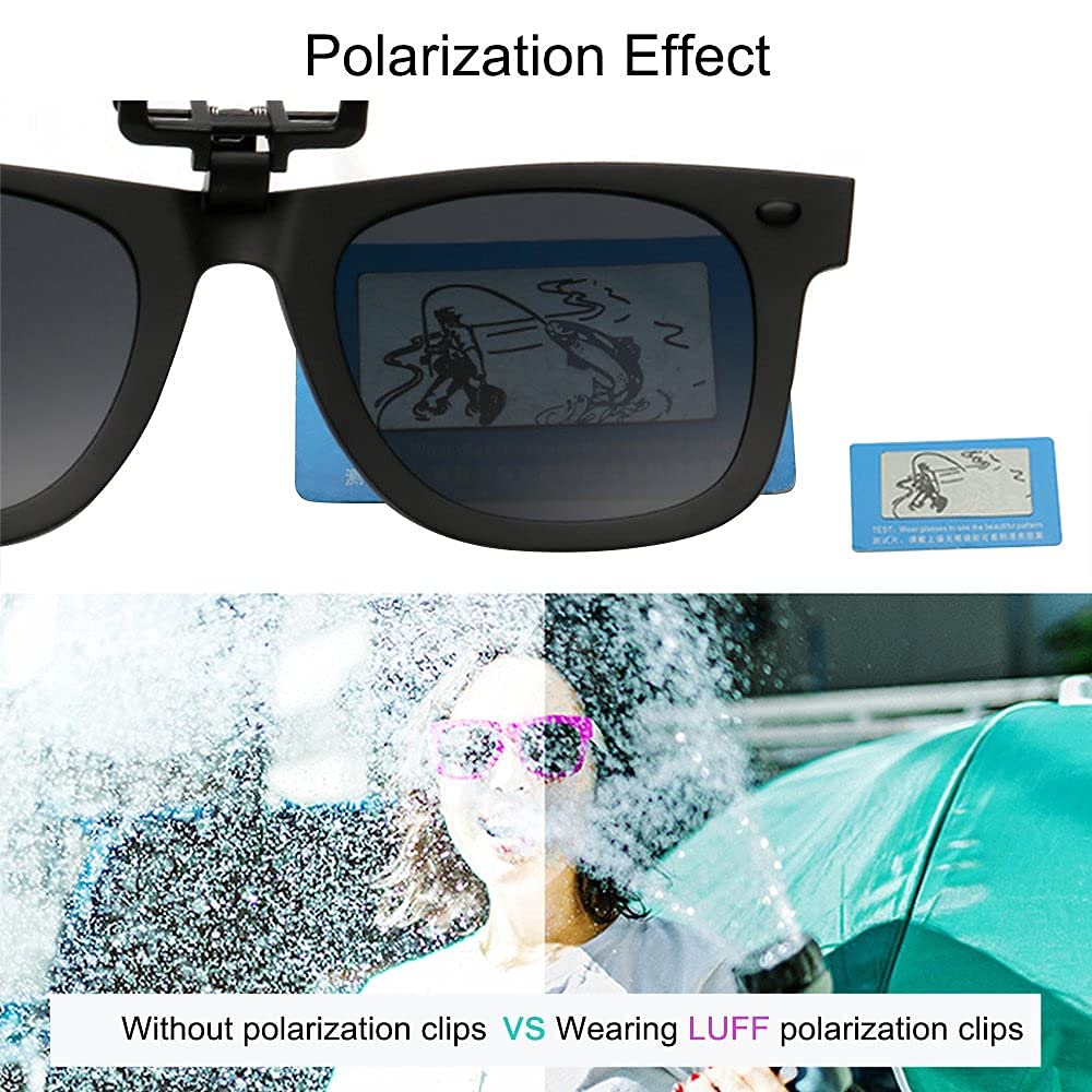 LUFF Polarisation Clip-On Okulary przeciwsłoneczne unisex eleganckie i wygodne Clips Flip Myopic okulary przeciwsłoneczne do aktywności na świeżym powietrzu/jazdy na rowerze