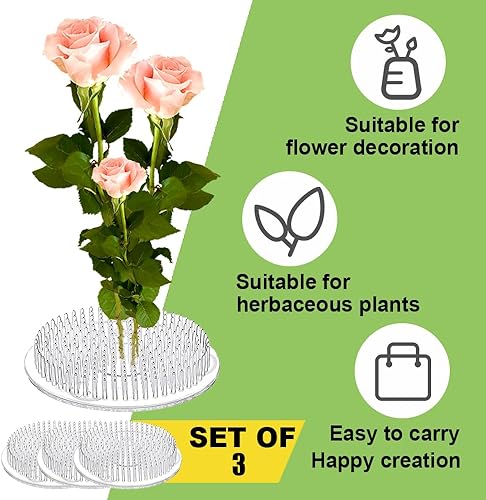 Miniatura 2 de BOYIVI 3 ranas de plástico gruesas de 2.7 pulgadas redondas Ikebana Kenzan Arreglo floral Pin Soporte de rana Flor Japonesa Herramientas Fijas