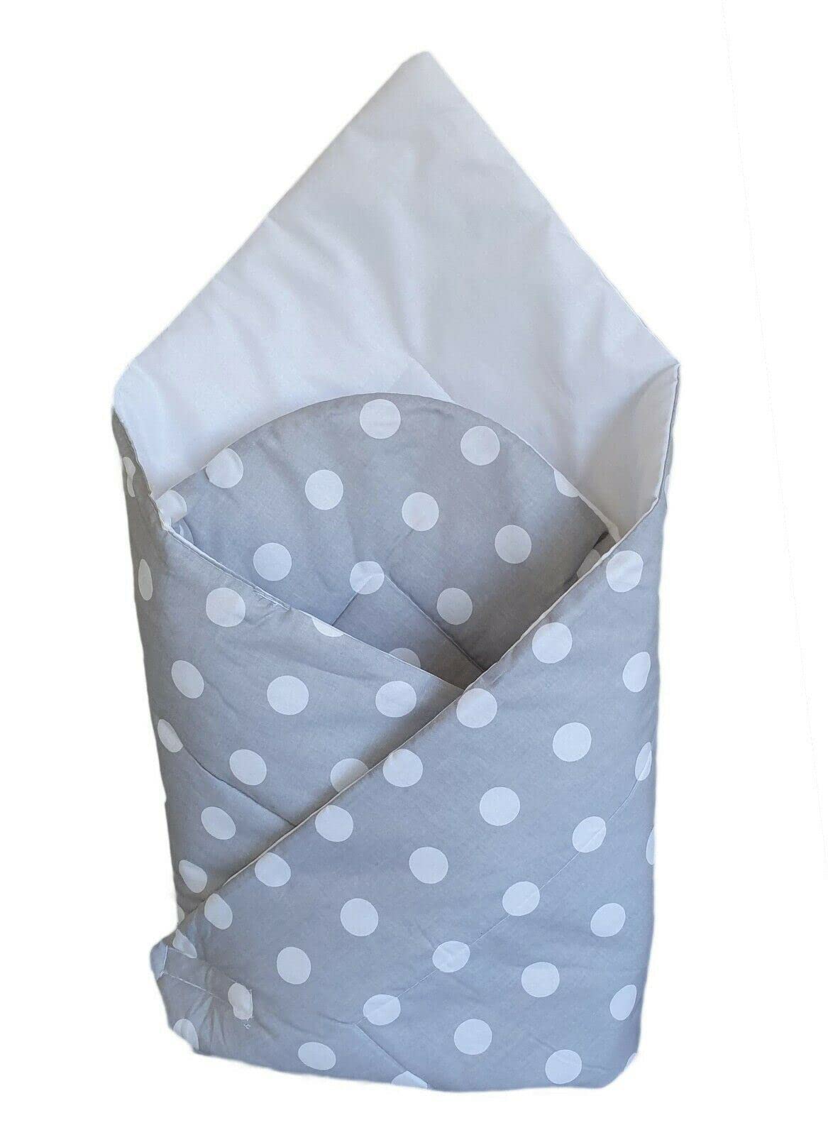BABY SWADDLE WRAP NEWBORN BLANKET COTTON BABYMAM DOTS GREY