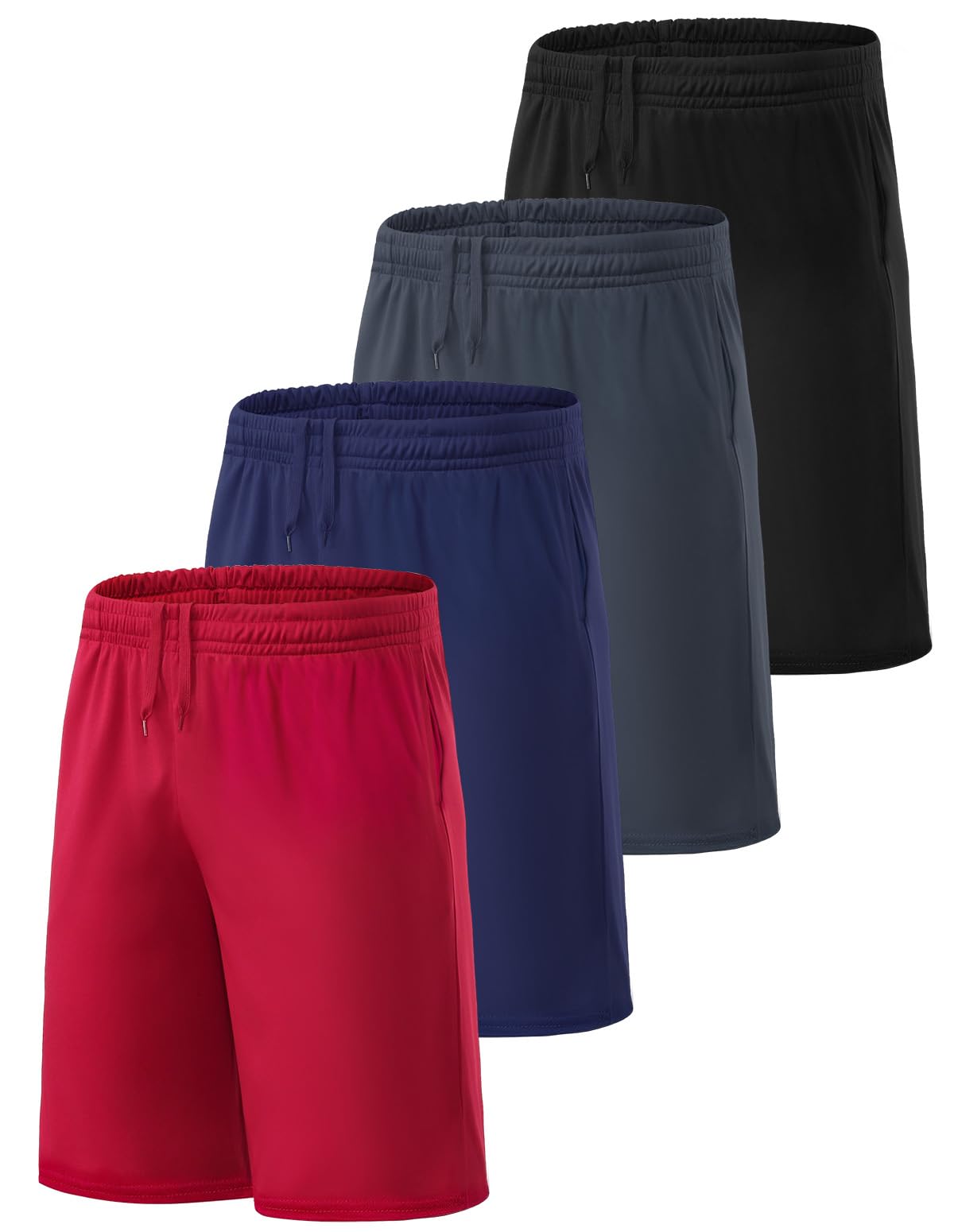 ATTIQOZI 4 Pack Kinder Shorts Jungen Workout Sport Freizeit Kurze Hose Atmungsaktive Weich Jungen Shorts für Basketball Fußball Laufen