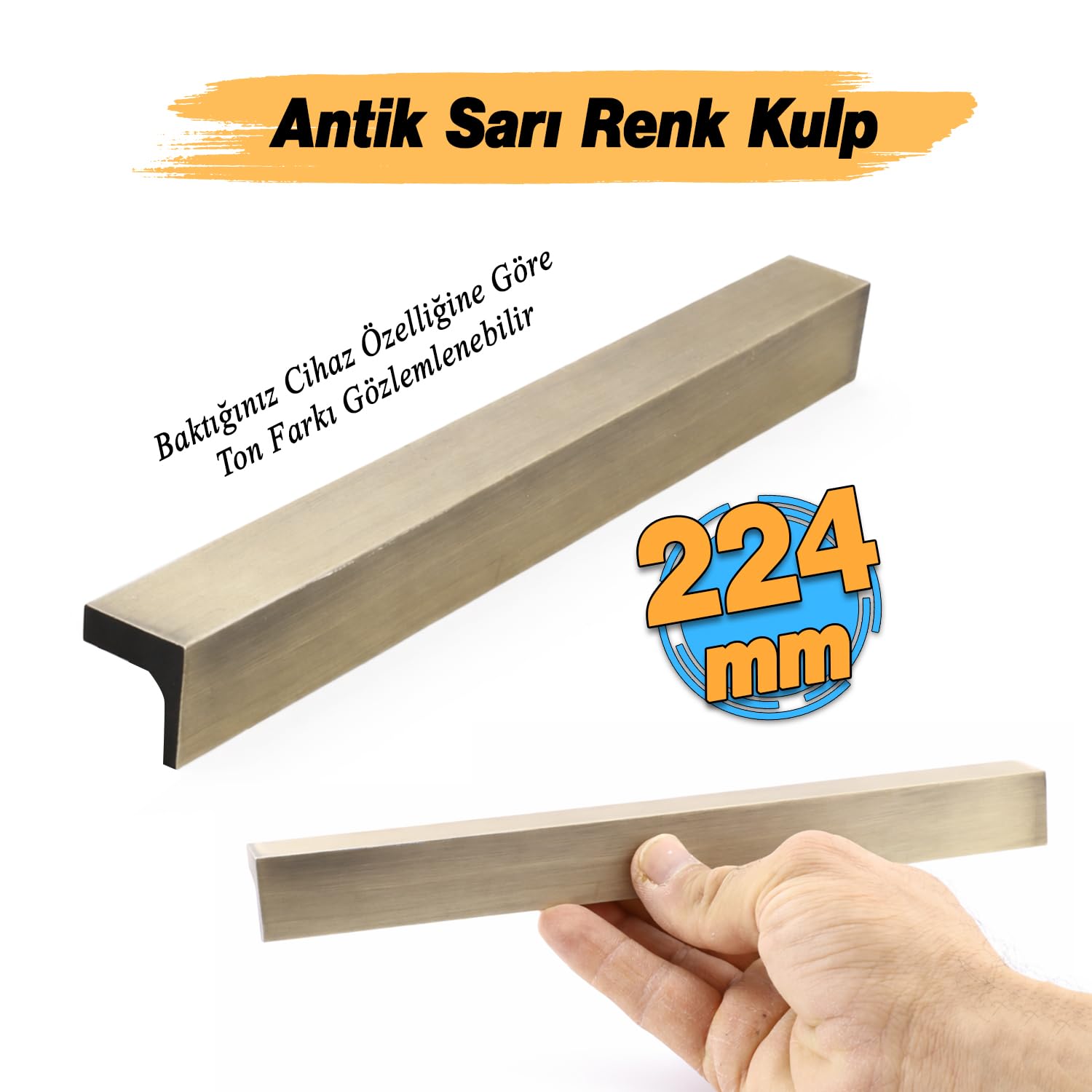 Lada Antik Sarı Metal 224 mm 22.4 cm Uzun Mobilya Çekmece Dolap Kulpları Mutfak Dolabı Kapak Kulbu