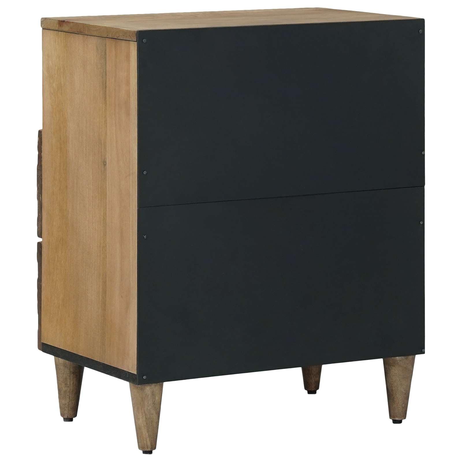 Mobiletto da letto in legno di mango massello marrone con 2 cassetti 50 x 33 x 60 cm, comodino versatile salvaspazio per camera, soggiorno, ufficio e ingresso