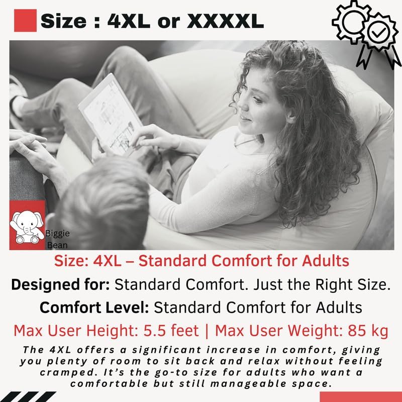 Image of Biggie Bean Bag with Beans Filled 4XL Luxura Elite Bean Bag Sofa with Free Cushion and Footrest - Official : DuoBlend Sofa Combo (Matching Color : Regular, Dark-Grey-Black)