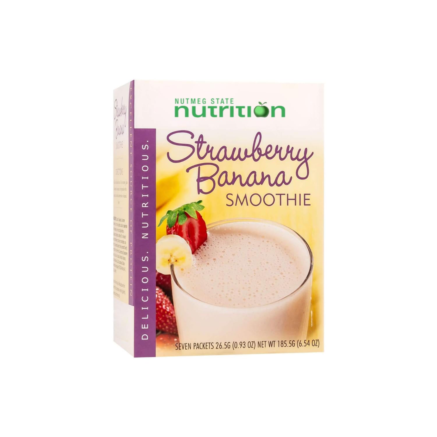 Nutmeg State Nutrition - High Protein Meal Replacement Smoothie, Low Calorie, Low Fat, 15g Protein, Ideal Protein Compatible, 7 Servings Per Box (Strawberry Banana)