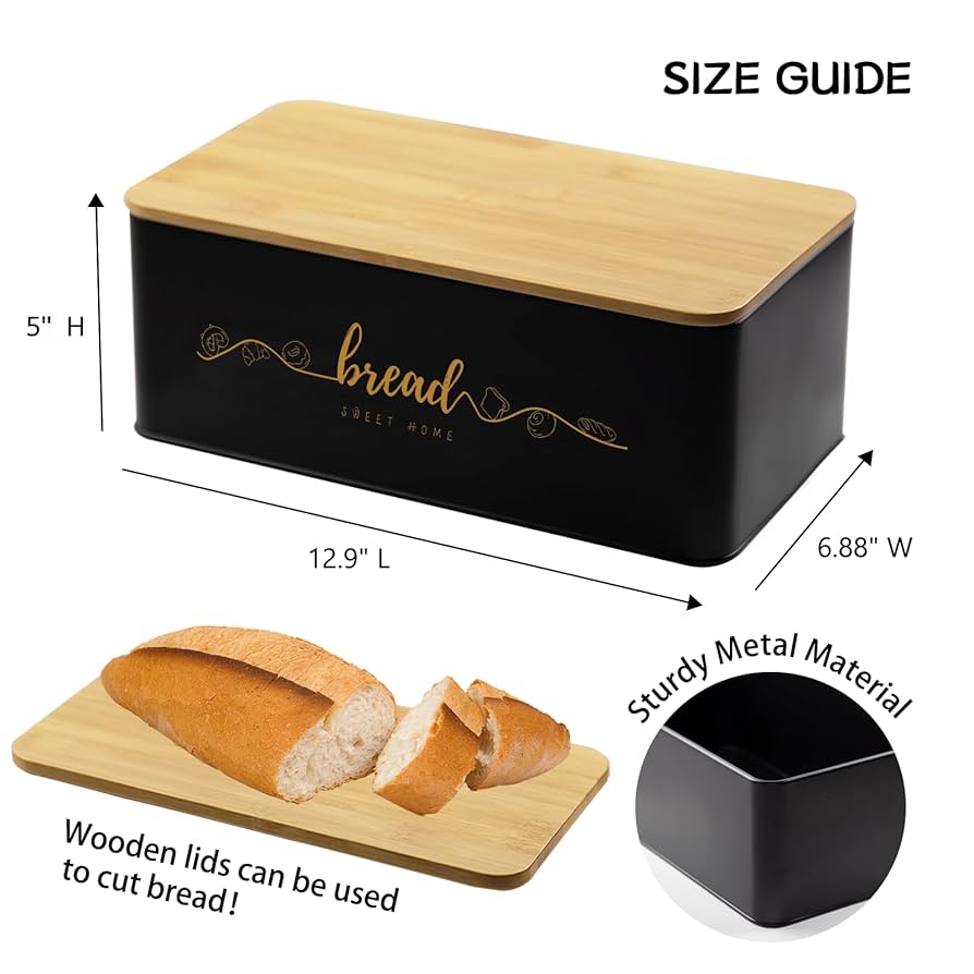 ZMQJEQANBG Practical Bread Box Bread Box Natural Bamboo Bread Bin Large Roll Top Lid Design Bread Holder Kitchen Countertop Bread Storage Save Space, 40x27x17cm, Wood