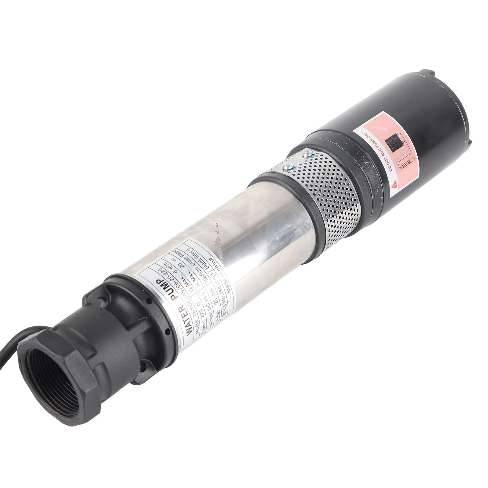 Bomba de pozo profundo solar de 24 V, 220 W, acero inoxidable IP68, alta eficiencia y 20 m de máxima, ideal para riego agrícola, acuicultura y uso doméstico