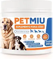 Suplemento Alimentar para Cachorros PETMIU Multivitamínico Pelos Articulações Fortalecimento Muscular Imunidade - 250g