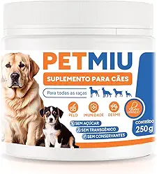 Suplemento Alimentar para Cachorros PETMIU Multivitamínico Pelos Articulações Fortalecimento Muscular Imunidade - 250g