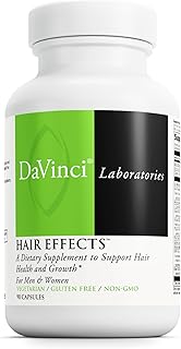 DAVINCI Labs Hair Effects - Dietary Supplement to Support Healthy Hair Growth and Skin* - with Biotin, Zinc, Copper, Saw Palmetto and Grape Seed Extract - Gluten-Free - 90 Vegetarian Capsules