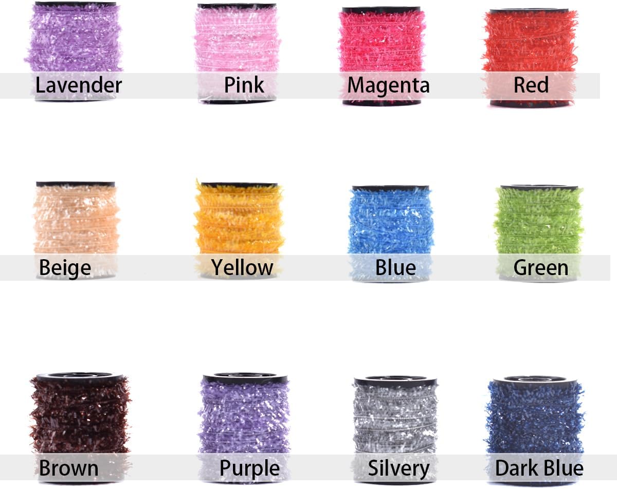 megrez sport 5M/10M Tinsel Chenille Line Crystal Flash Line Multi Colors Fly Fishing Tying Material for DIY Streamer or Nymph Flies