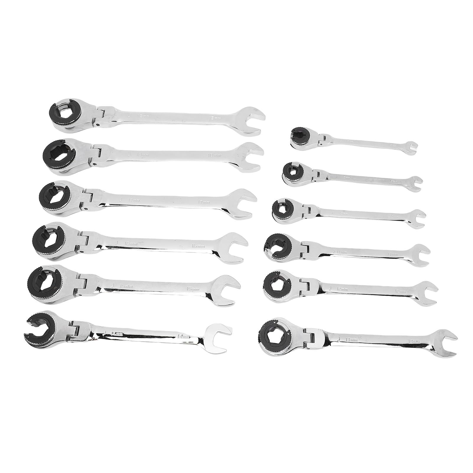 Kit de Llaves de Trinquete Ajustables Tamaños Métricos Versátiles Ideal para Apretar Tuercas Acero CRV 12 Piezas para Aire Acondicionado