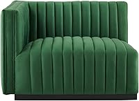 Vista 194 de Modway Conjure - Sofá seccional tapizado de terciopelo de alto rendimiento, con canal, silla sin brazos en negro y gris