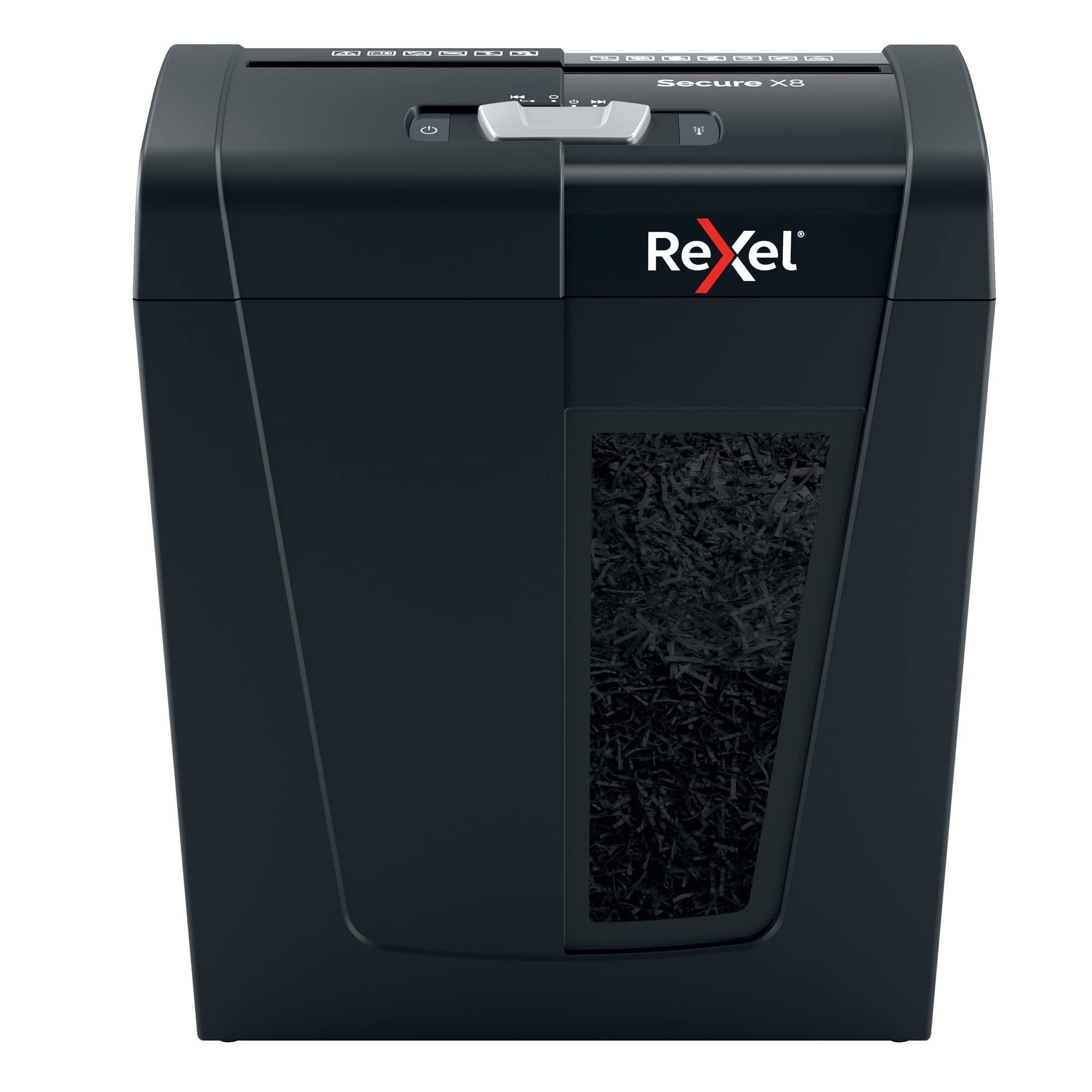 Rexel X8, Niszczarka do Papieru, Tnie na Konfetti do 8 kartek (80 gsm), Poziom Bezpieczeństwa P-4, Domowe Biuro, Pojemność 14L, Cicha i Kompaktowa, Seria Protect (2020122EU)
