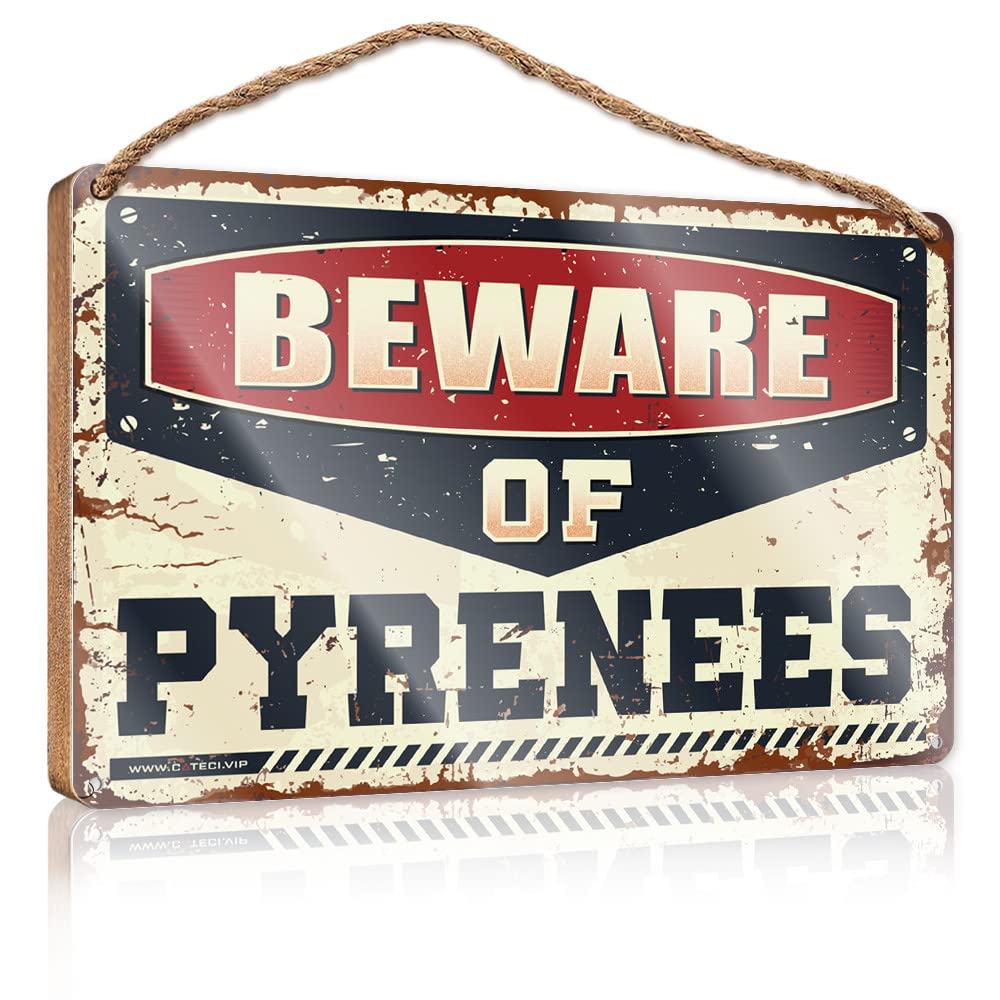 FZFN Decor Signs Beware Of Pyrenees Wooden Sign Wood Plaque Sign Front Decorative Wooden Sign(15X28CM)
