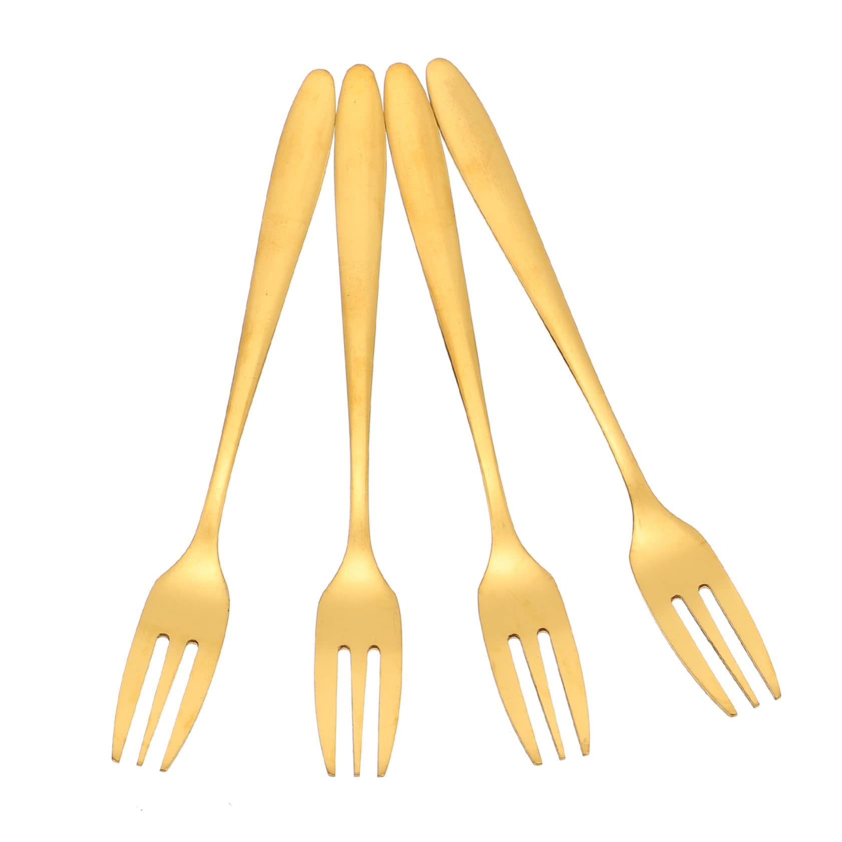 FUNOMOCYA 4pcs Cake Fork Fruit Fork Snacks Forks Escargot Forks Food Pick Forks Mini Forks Appetizer Forks Party Tabletop Forks Gold Dessert Forks Metal Tableware Stainless Steel Golden