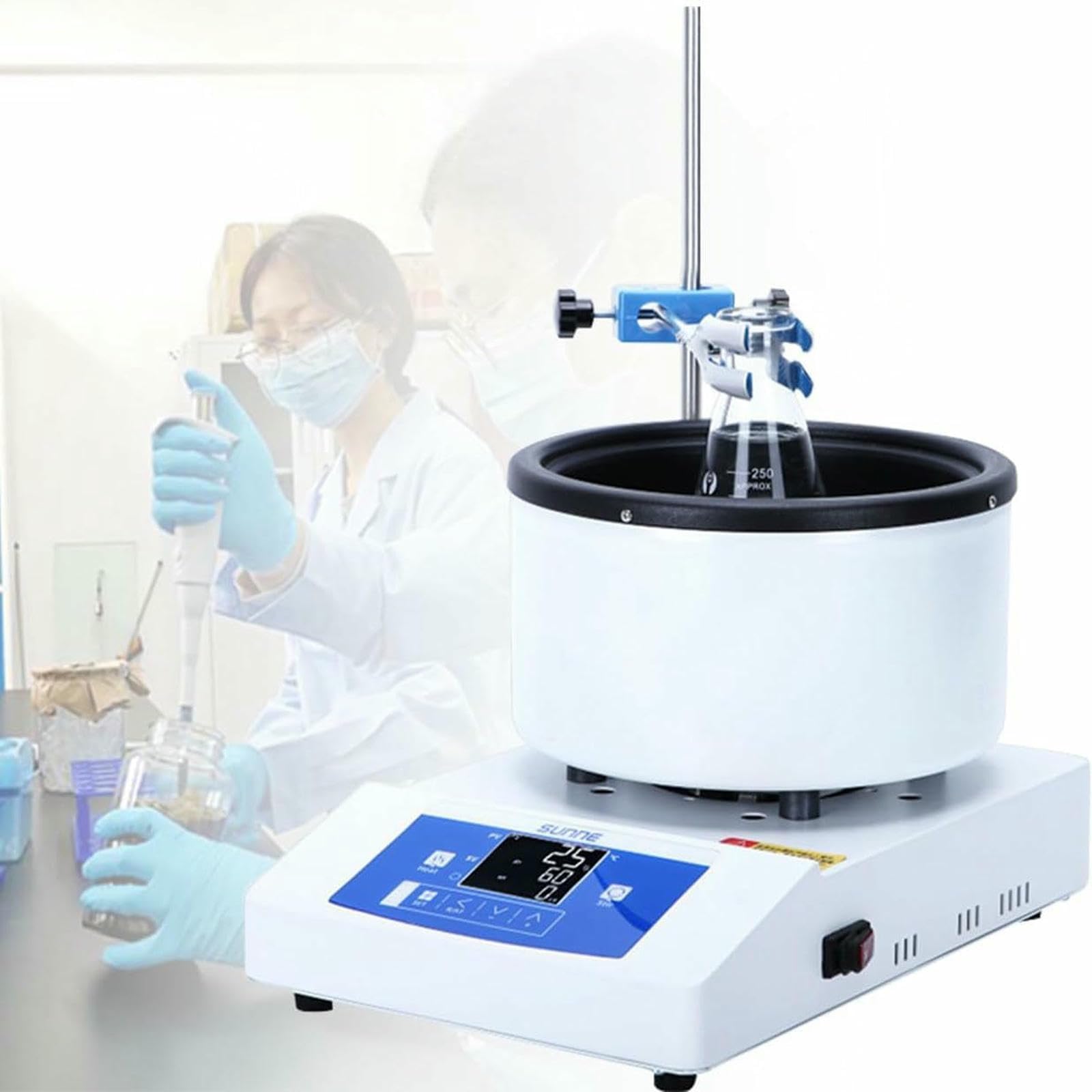 Digitaler Magnetrührer mit Heiztopf und Temperatursensor, ideal für die Laborheizbehandlung von Kugelkolben, effiziente und vielseitige Lösung