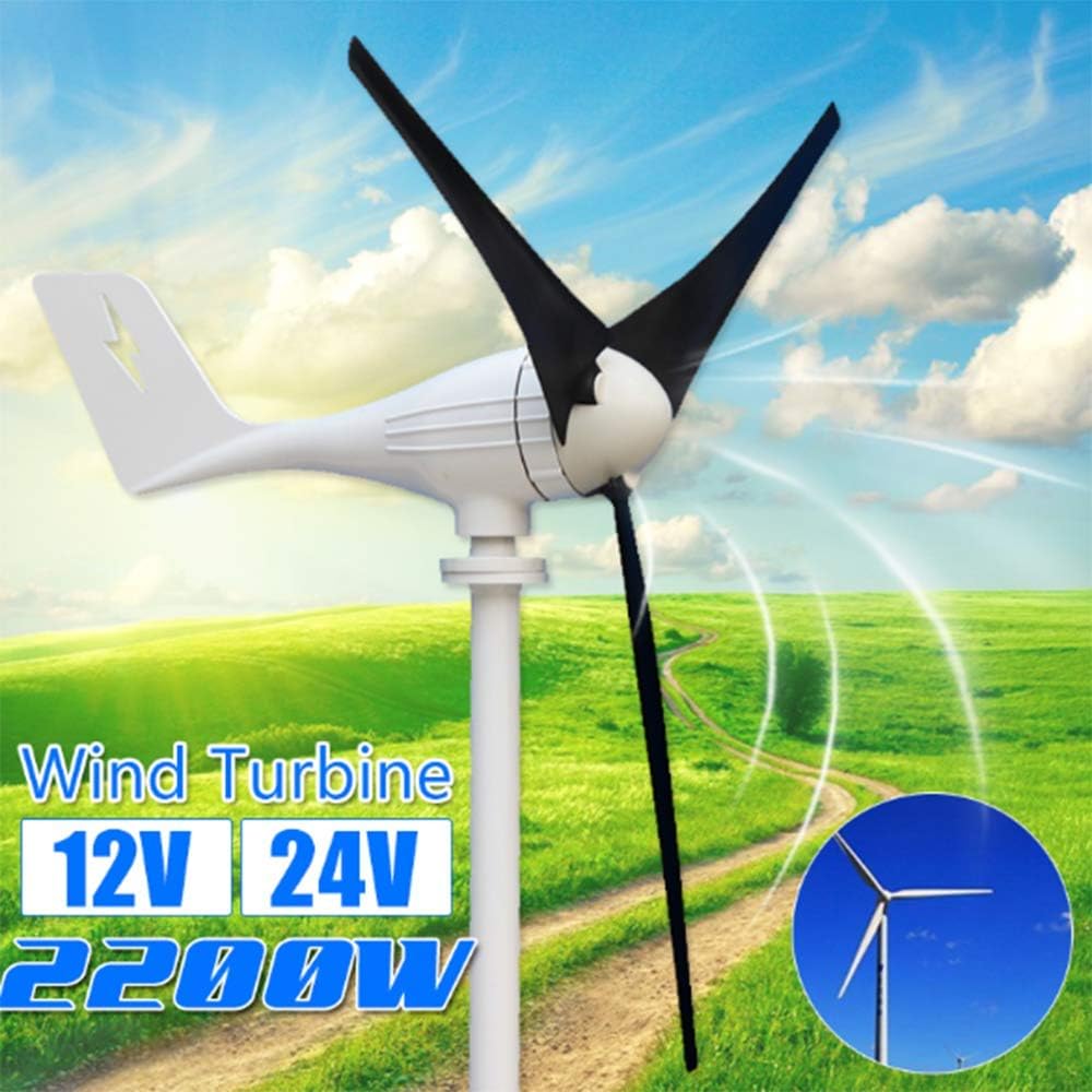 SISHUINIANHUA 2500W 12V 24 Volt Wind Turbines+Controller 3 Blade Horizontal Home Wind Generator Power Windmill Energy Turbines Charge,24v