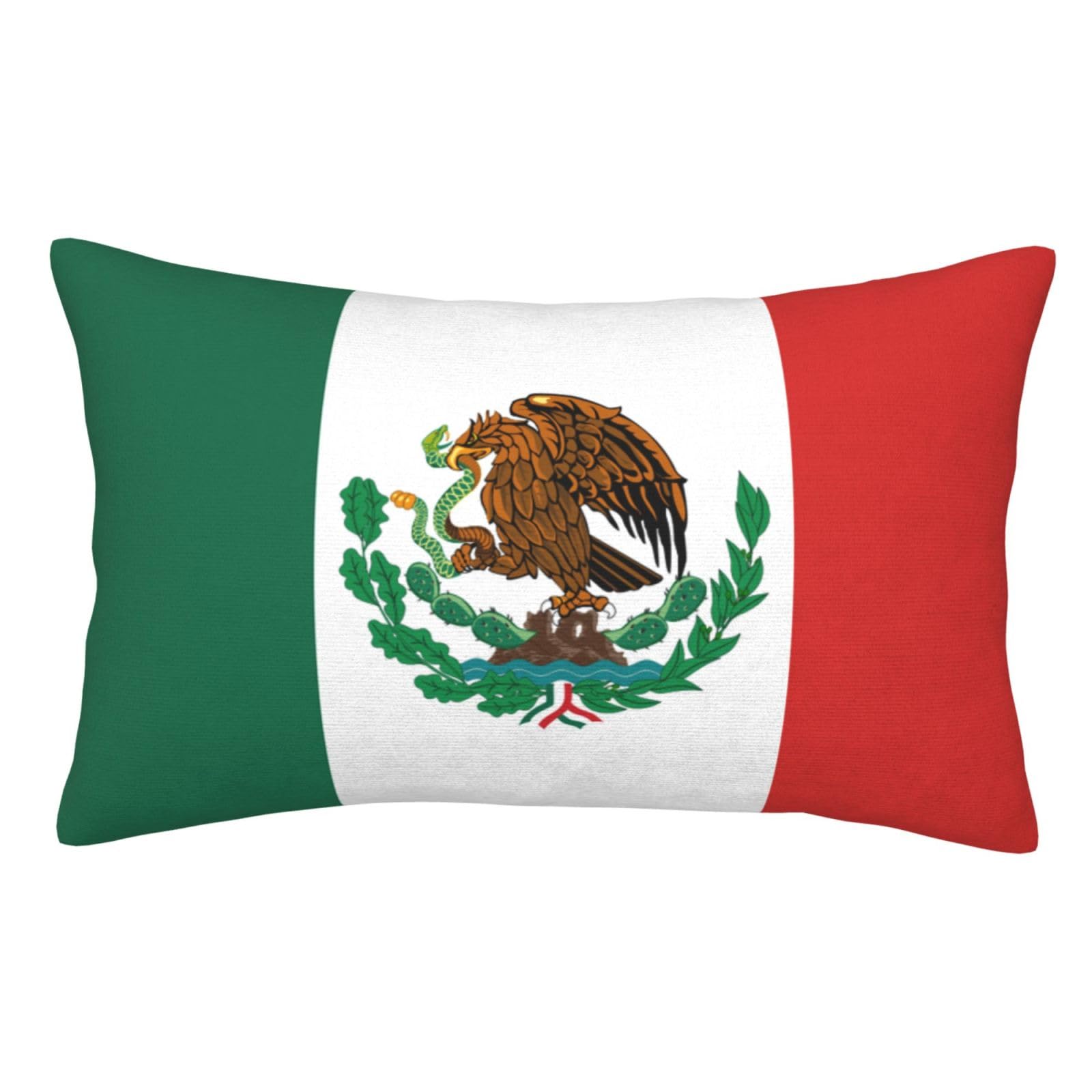 Soft Plush Pillow Cover For Sofa & Bed, Flag Of Mexico, Standard Furry Throw Pillow Case 50x75 cm, Decorative Cushion Cover For Bedroom Living Room Decor, Hidden Zipper Pillowcases For All Seasons