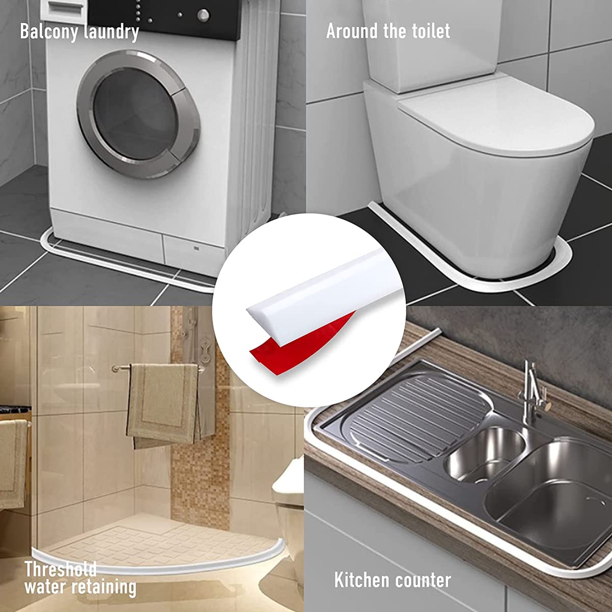 Barrera de agua de ducha de silicona, umbral transparente de 120 cm para separación en seco y húmedo, ideal para baño y cocina, tira de ducha impermeable, diseño antideslizante
