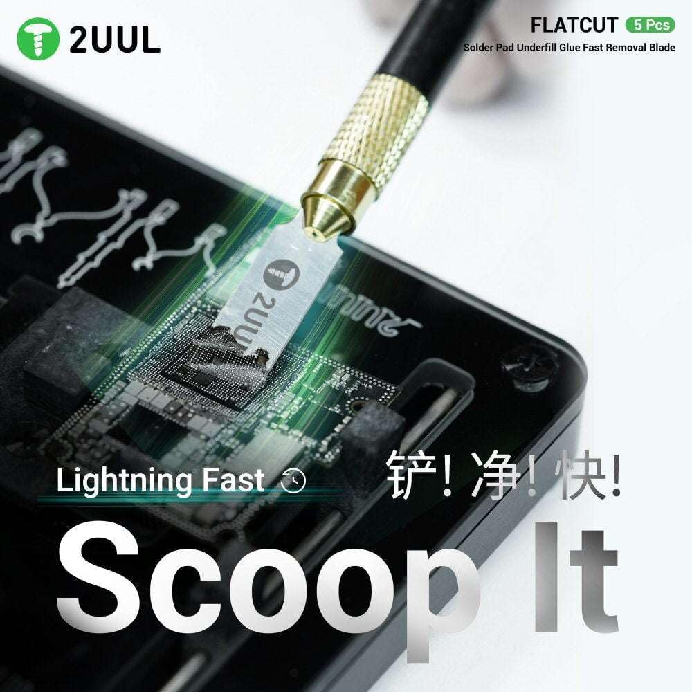 Flatcut Scraper Set 5 Piece Solder Pad Removal Tool for Underfill Glue 2uul DA28 image 3