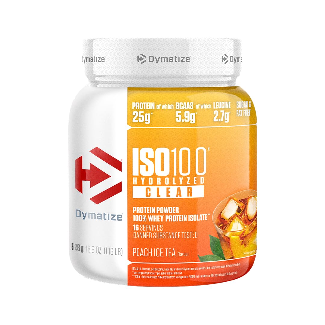 Dymatize ISO 100 Hydrolized Clear Peach Ice Tea 528g Whey Protein Powder