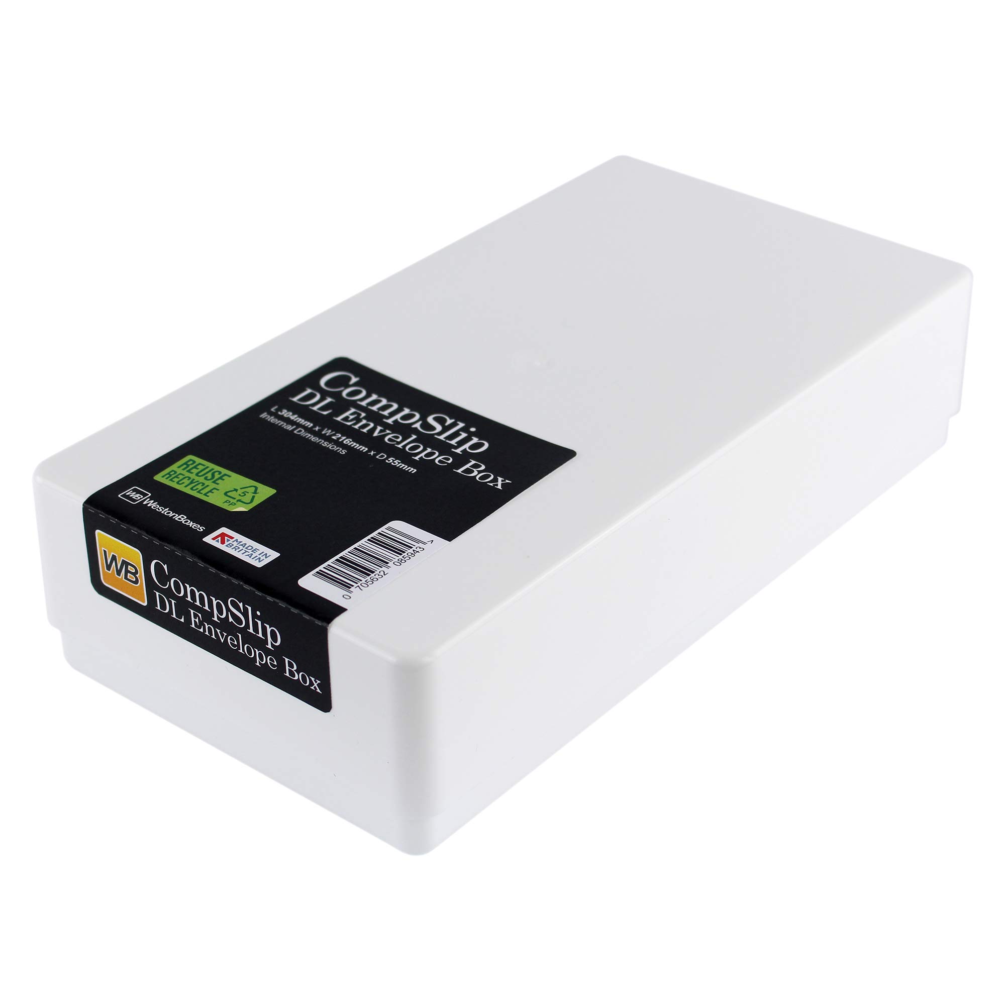 WestonBoxes - Compliment Slip and DL Envelope Plastic and orthodontic Storage Box (White, Pack of 10)